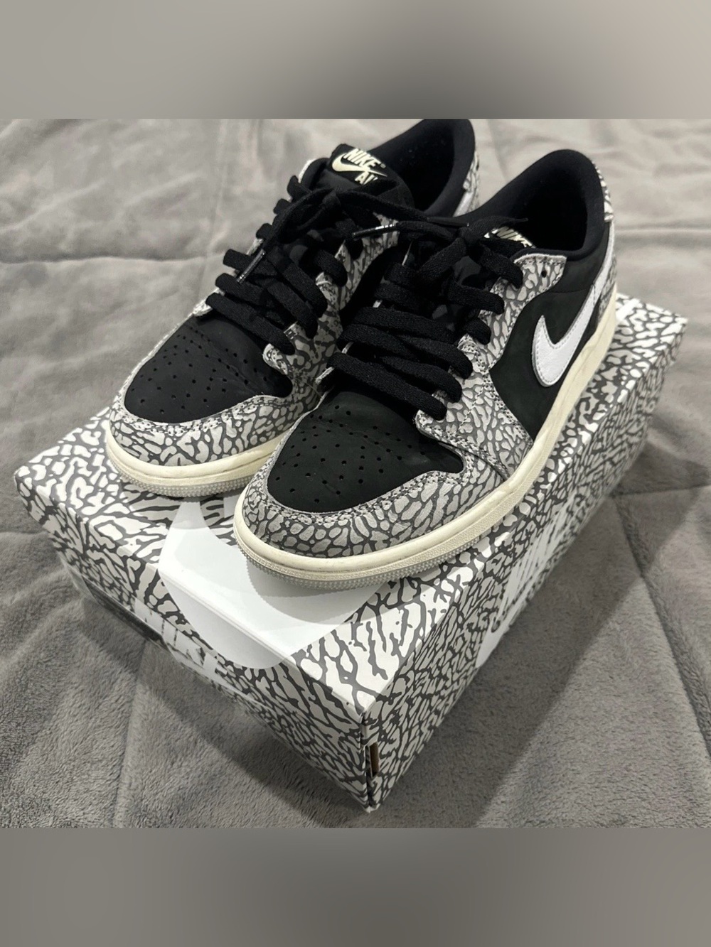 Nike Air Jordan 1 Retro Low OG Black Cement Gray White CZ0790-001 Shoes-Mens 8.5
